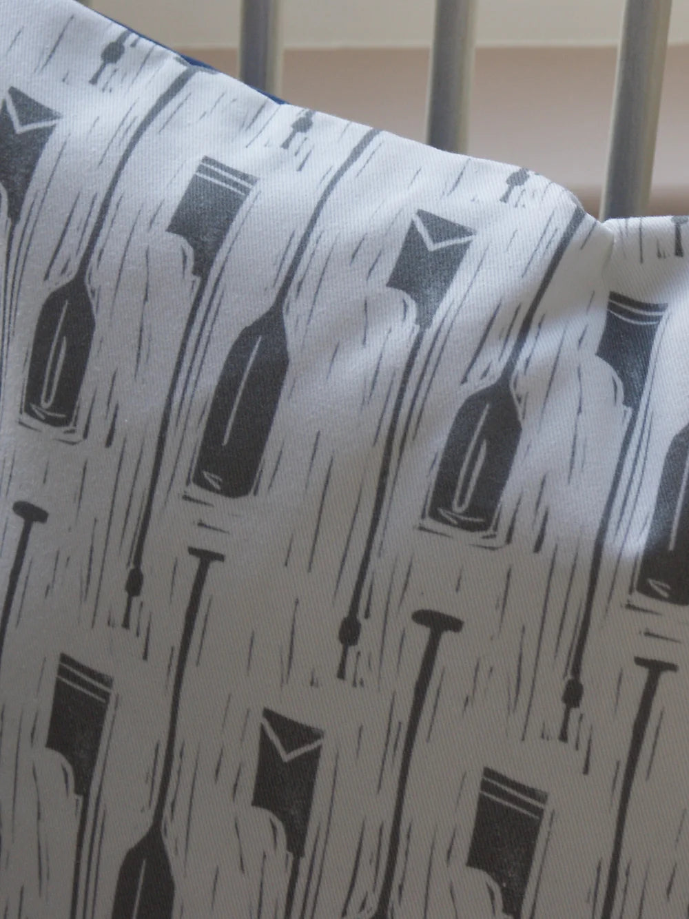 Oars Lino Print Fabric by Holly Woodman