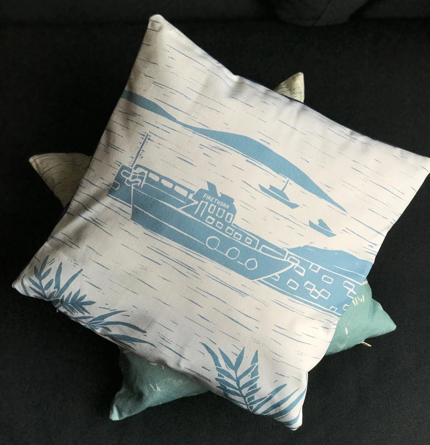 Firethorn, Isles of Scilly, Lino Print Cushion Cover