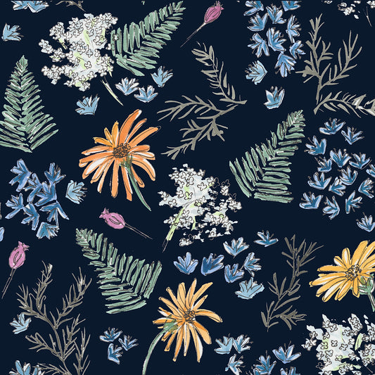 Ferns Floral Fabric by Holly Woodman