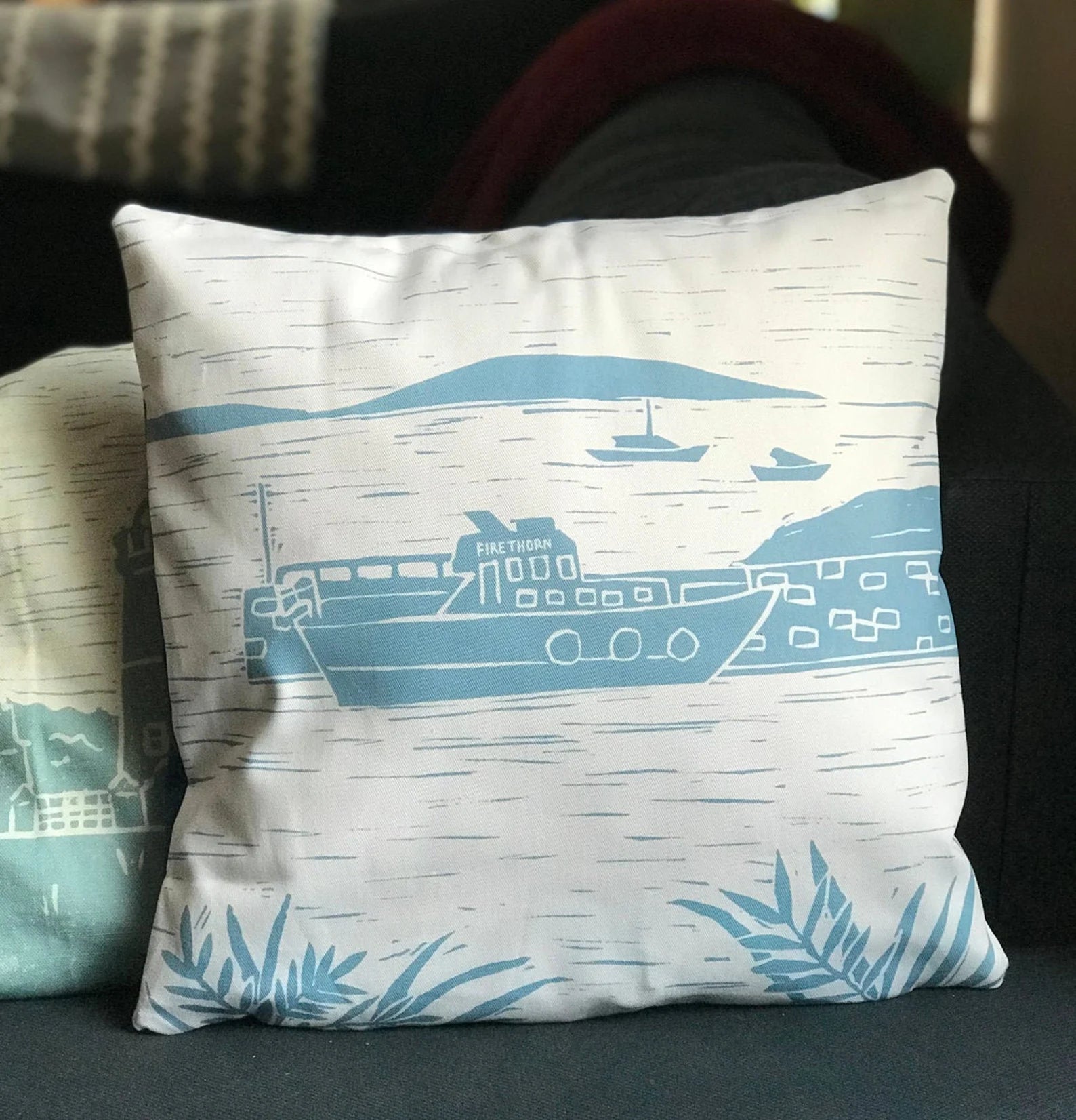 Firethorn, Isles of Scilly, Lino Print Cushion Cover