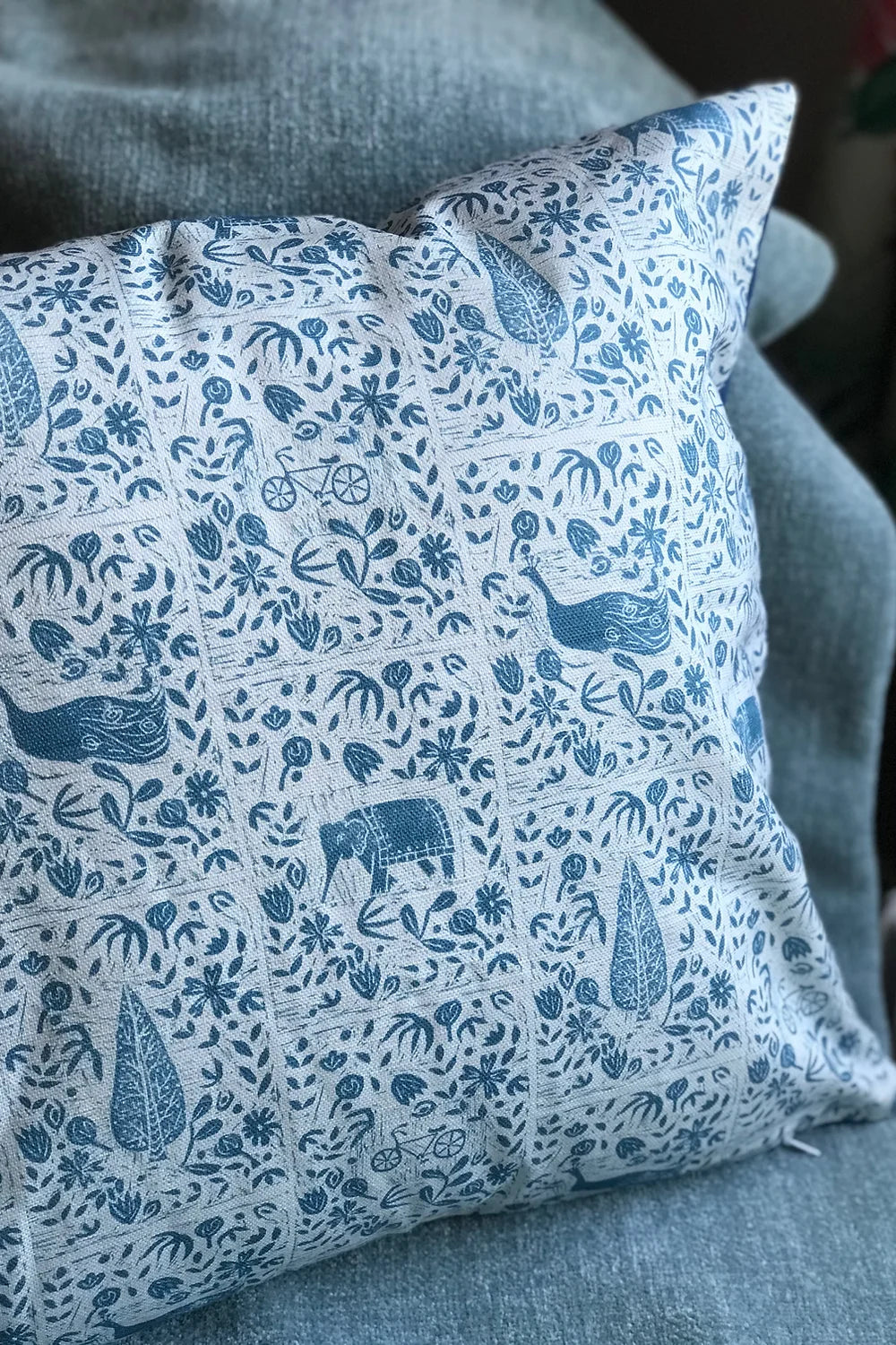 India Inspired Lino Print Fabric by Holly Woodman