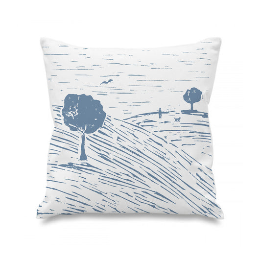 Dog Walking Lino Print Cushion