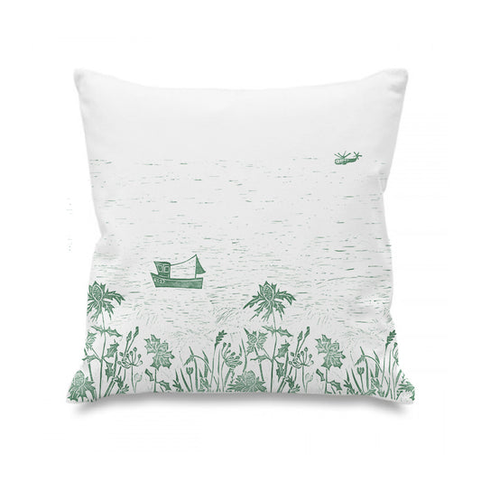Fishing Boats Lino Print Cushion