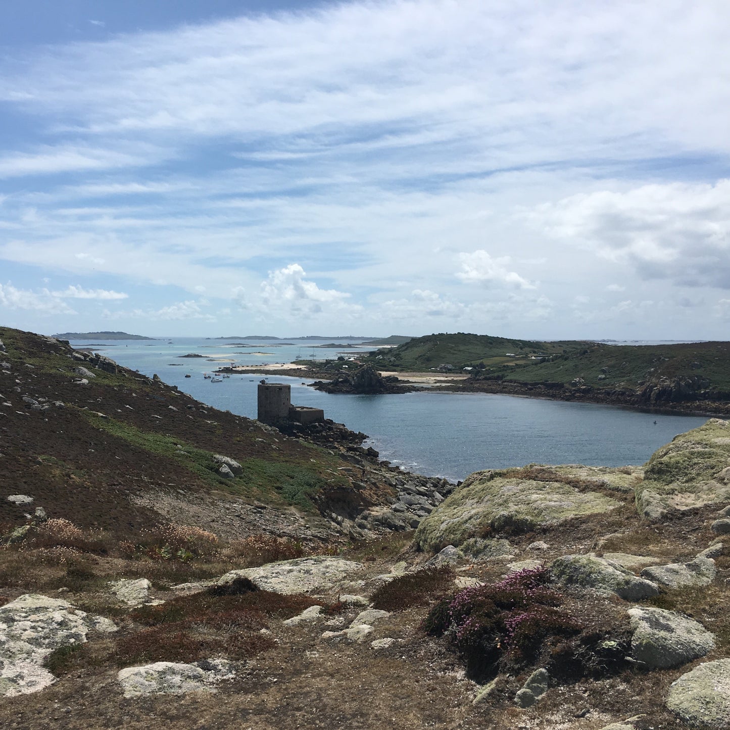 Bryher View Lino Print Cushion