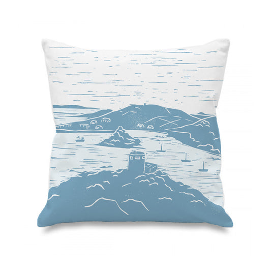 Bryher View Lino Print Cushion