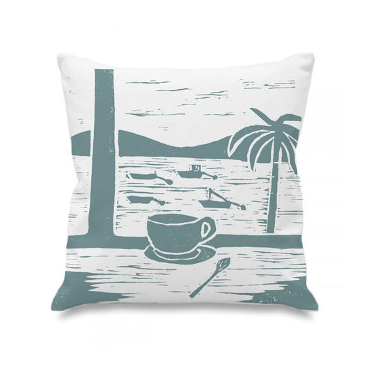 Tresco Moorings Lino Print Cushion