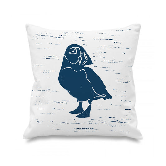 Puffin Lino Print Cushion