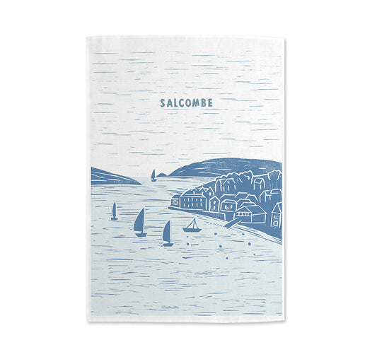 Salcombe Lino Print Tea Towel