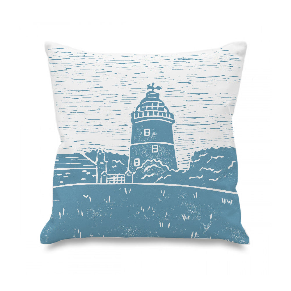 St Agnes Lighthouse Lino Print Cushion