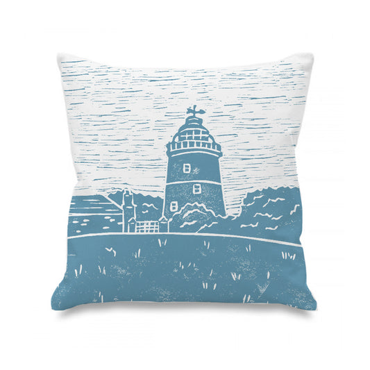 St Agnes Lighthouse Lino Print Cushion