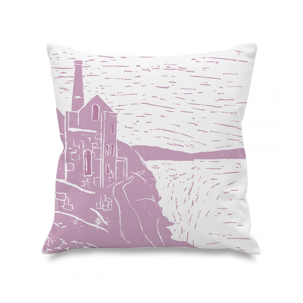 Cornish Tin Mine Lino Print Cushion Cover