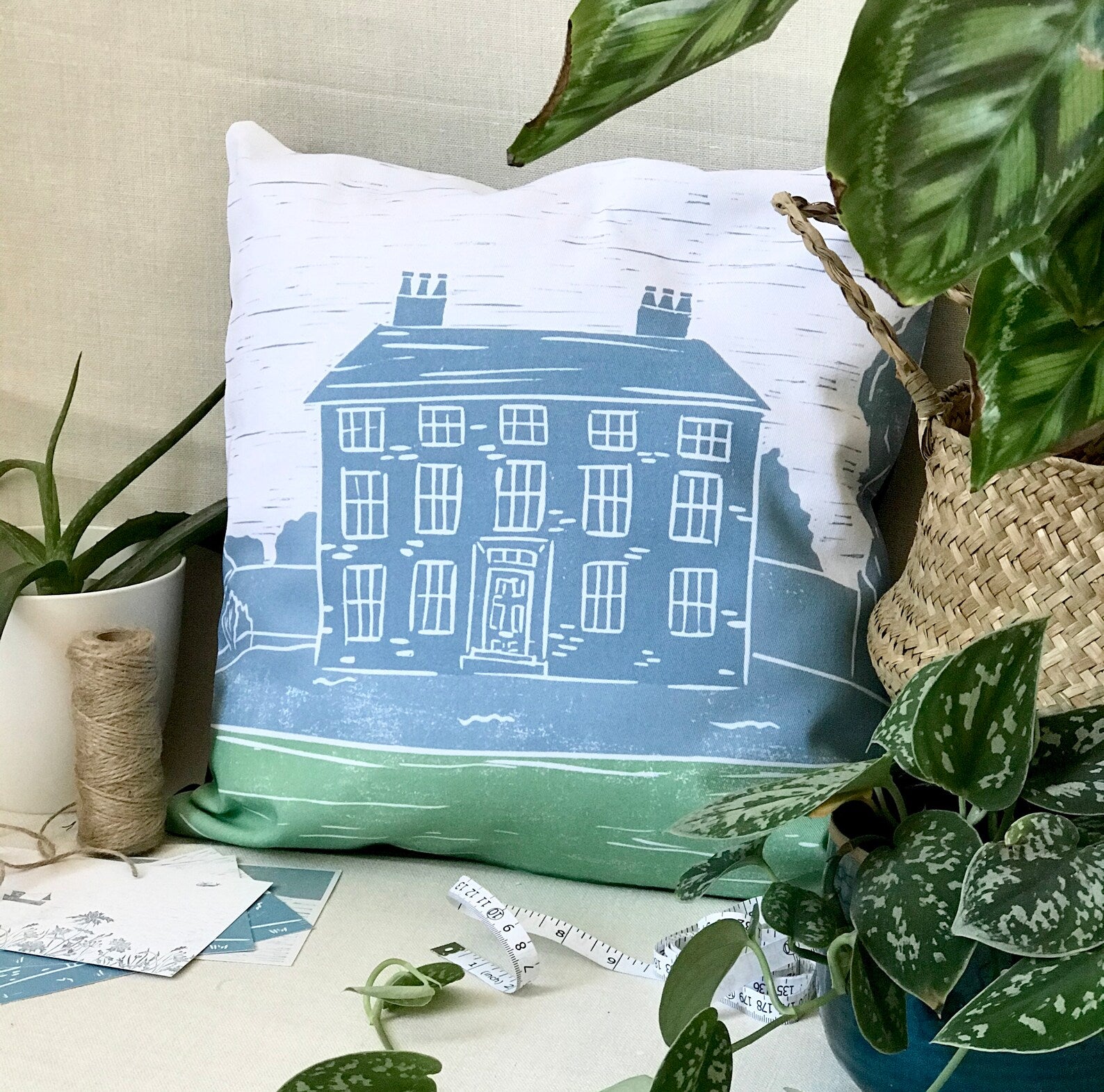 Custom Lino Print Cushion by Holly Woodman