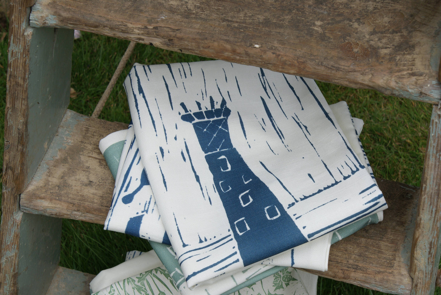 Bishop Rock Lighthouse Lino Print Cushion