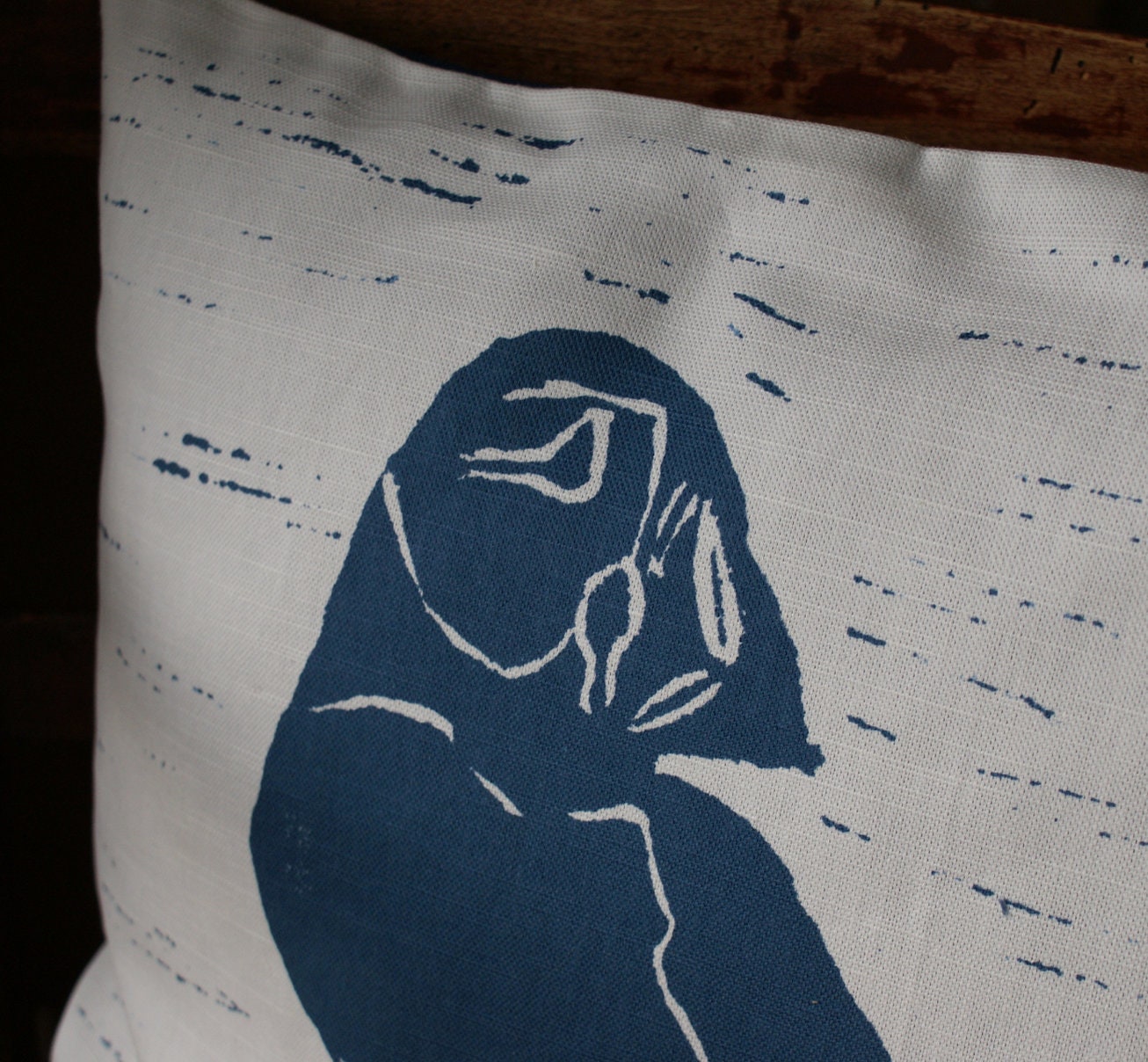 Puffin Lino Print Cushion