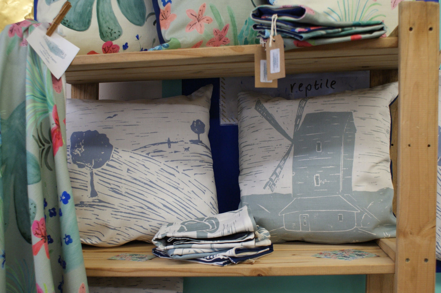 Dog Walking Lino Print Cushion
