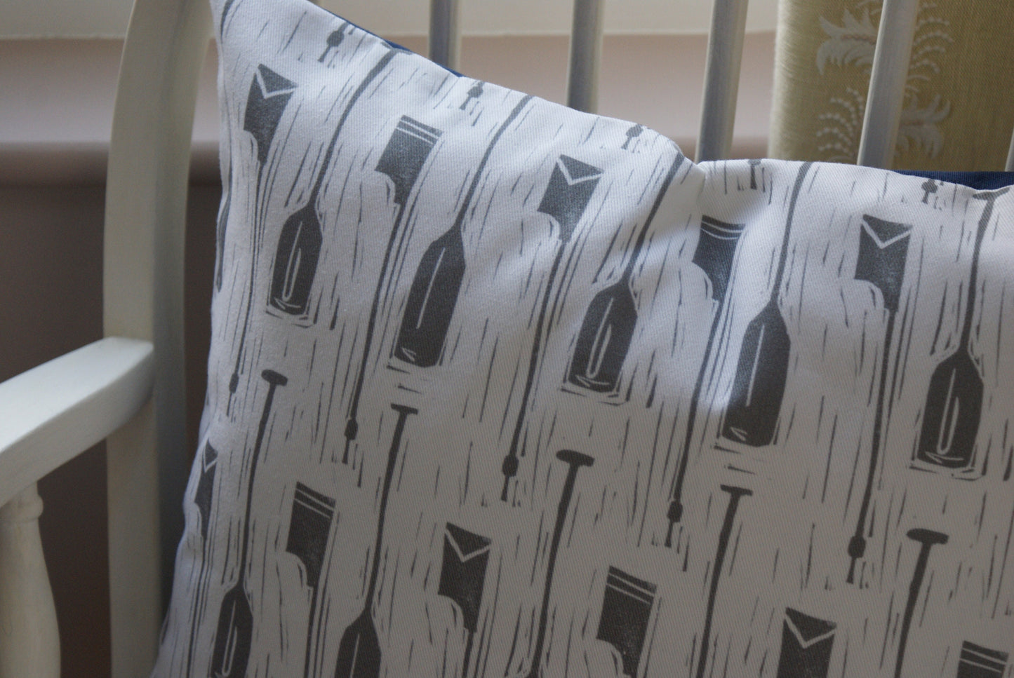 Oars Lino Print Cushion Cover