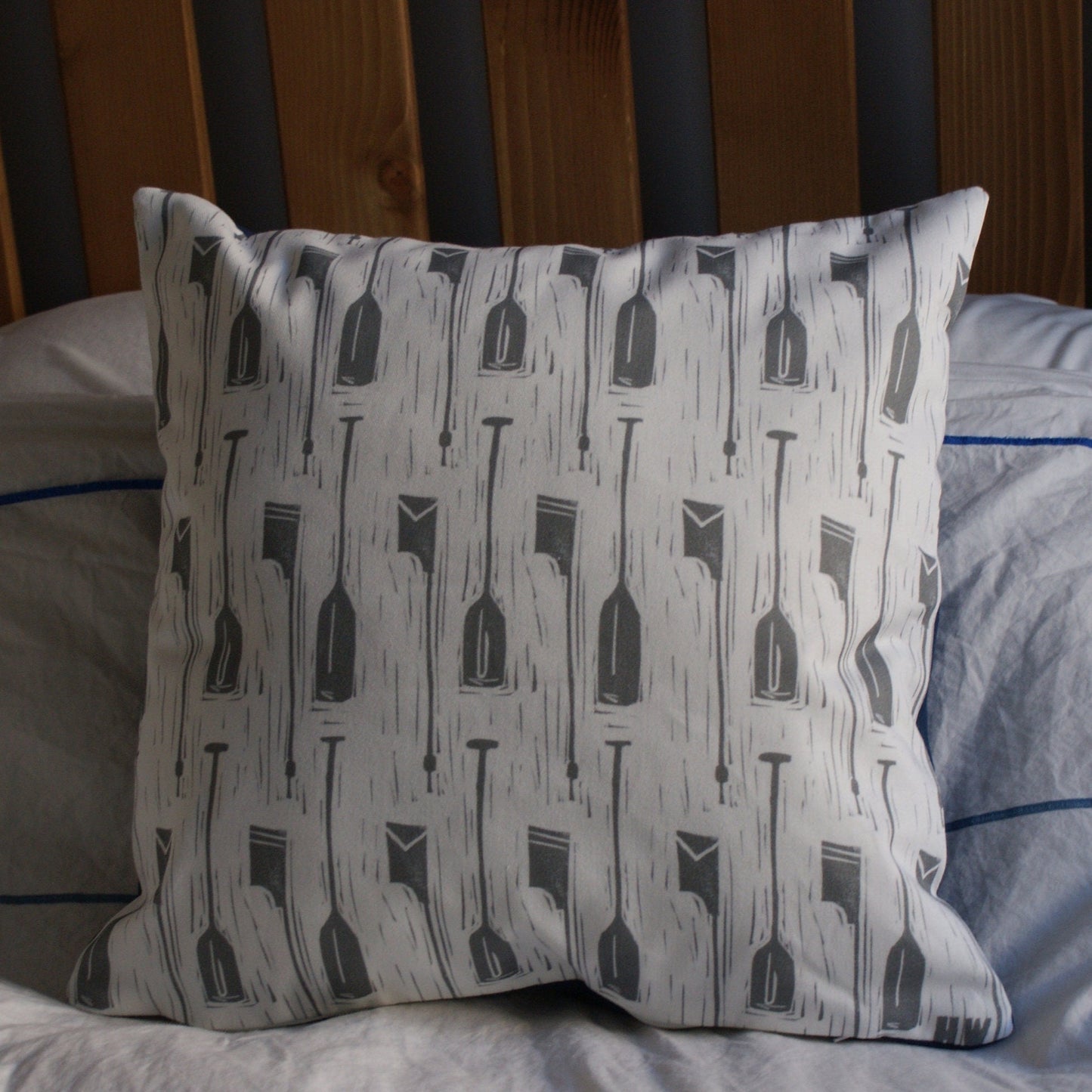 Oars Lino Print Cushion Cover