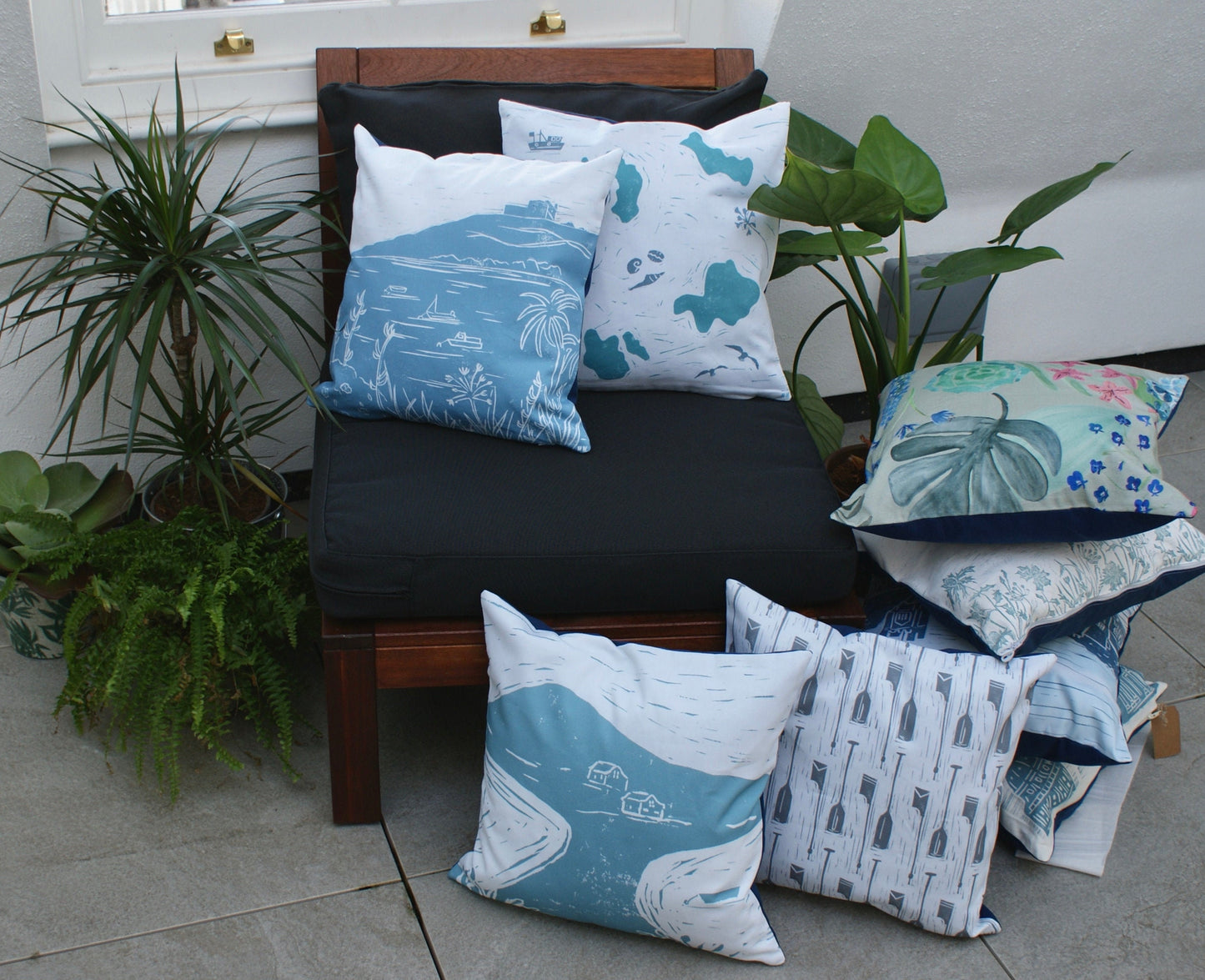 Block House Lino Print Cushion