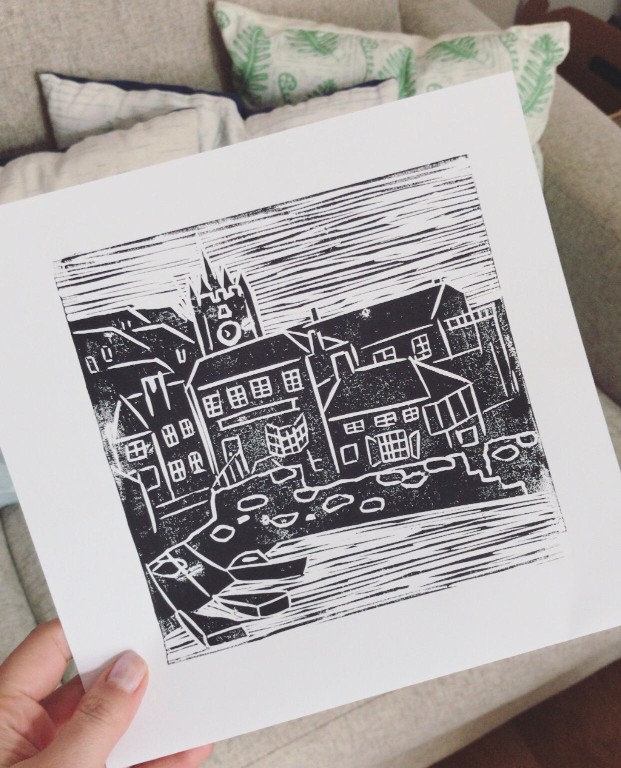 Falmouth Lino Print Cushion