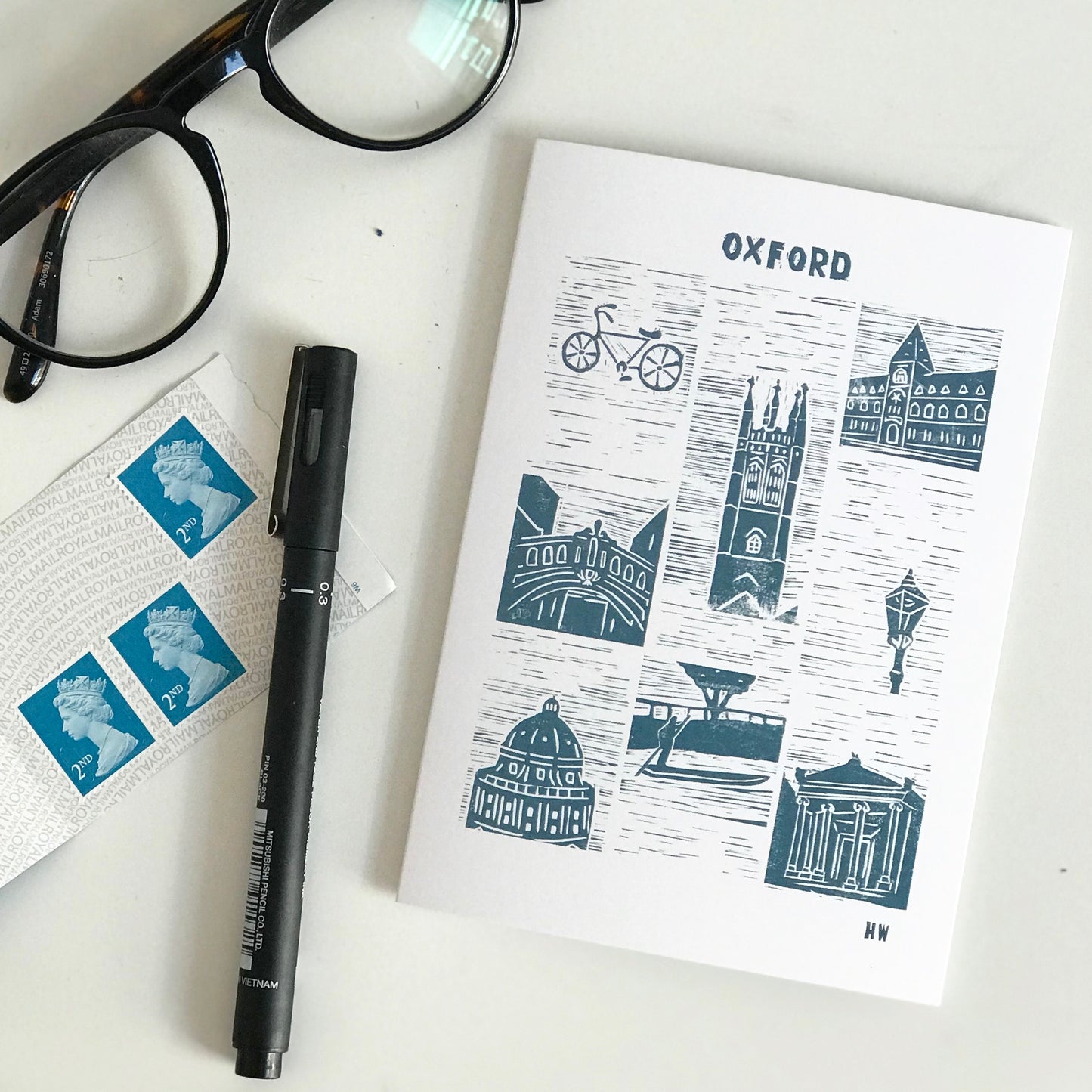 Oxford Lino Print Greetings Card Pack of 5