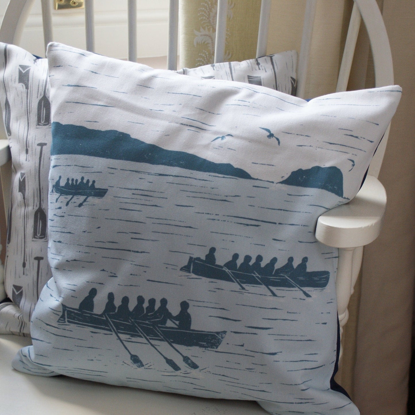Gig Race Lino Print Cushion