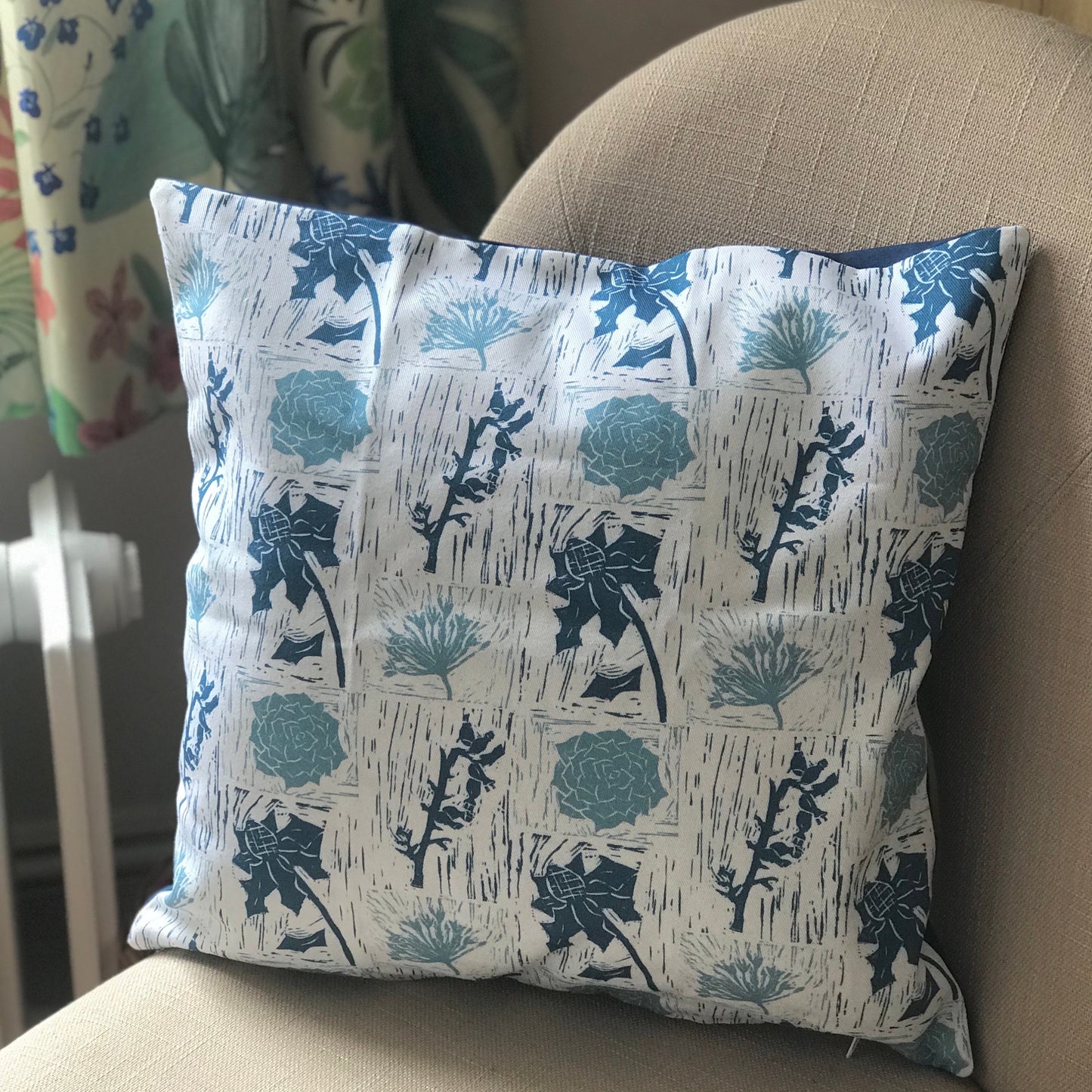 Scilly Floral Lino Print Cushion