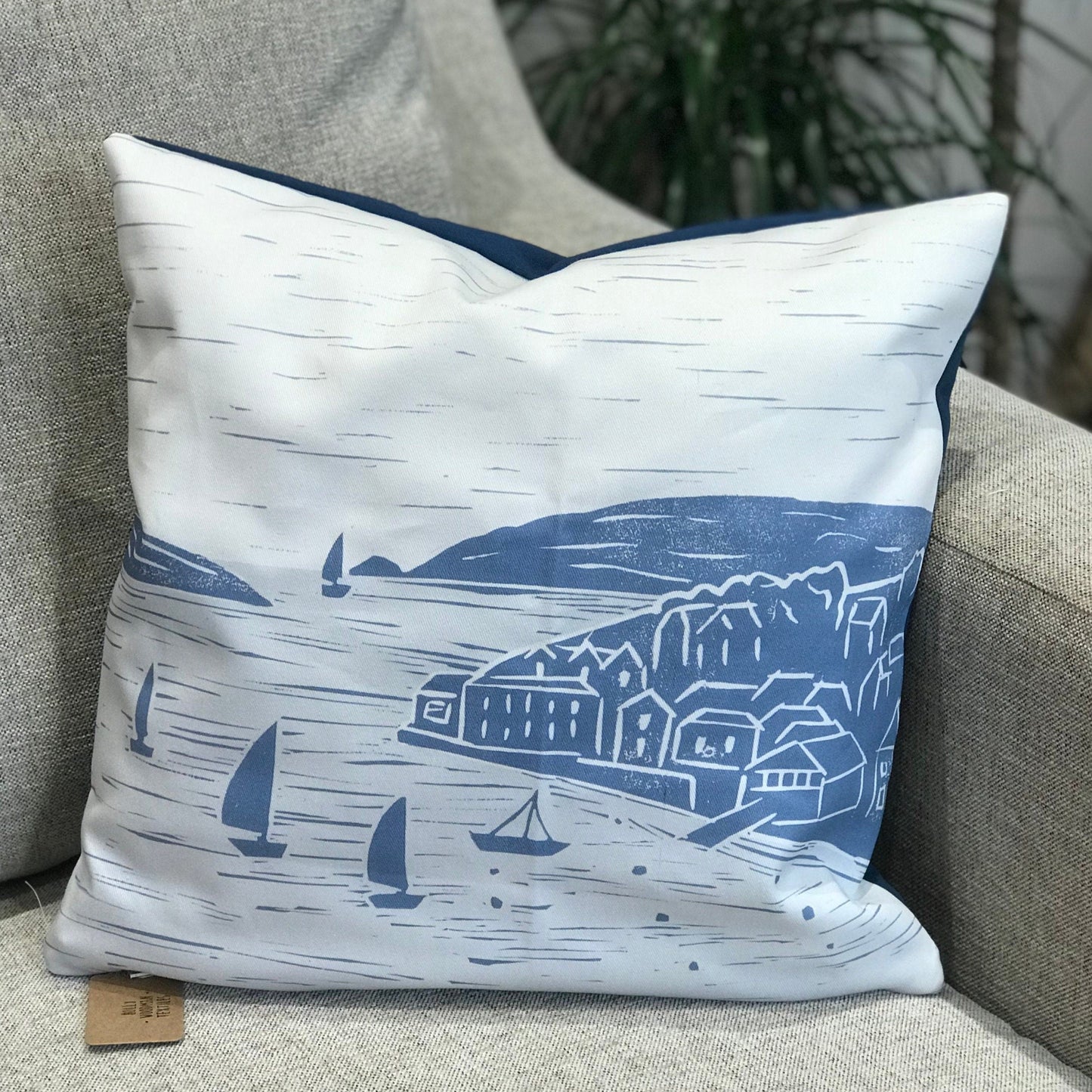 Salcombe Lino Print Cushion