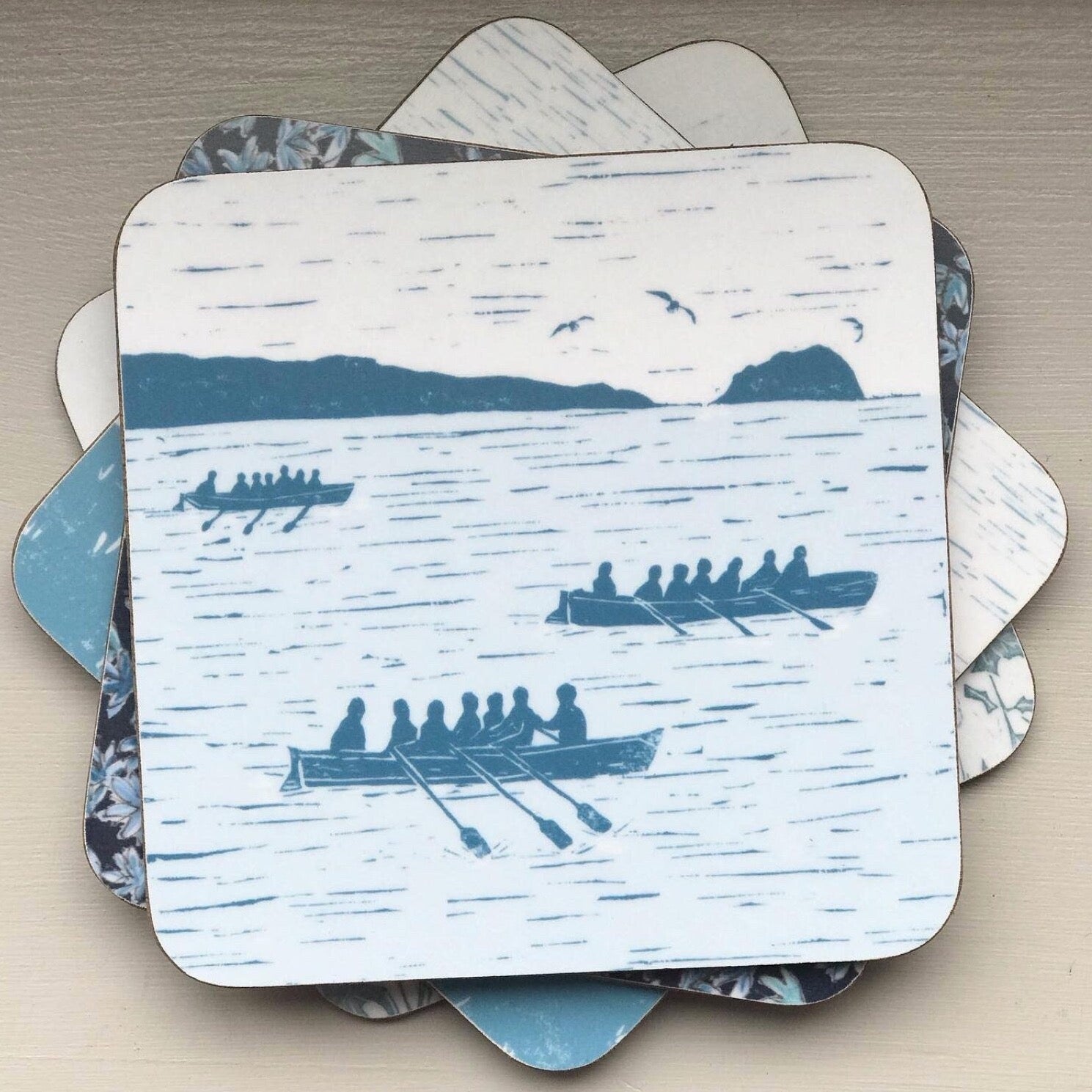 Gig Racing Lino Printed Coaster
