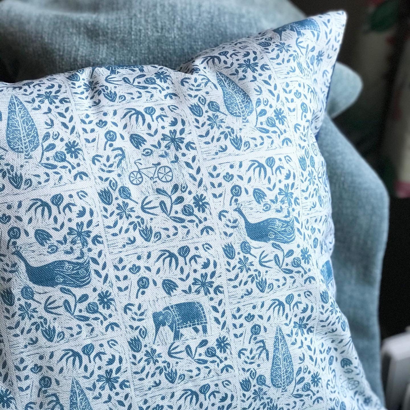 Mahout Indian Lino Print Cushion