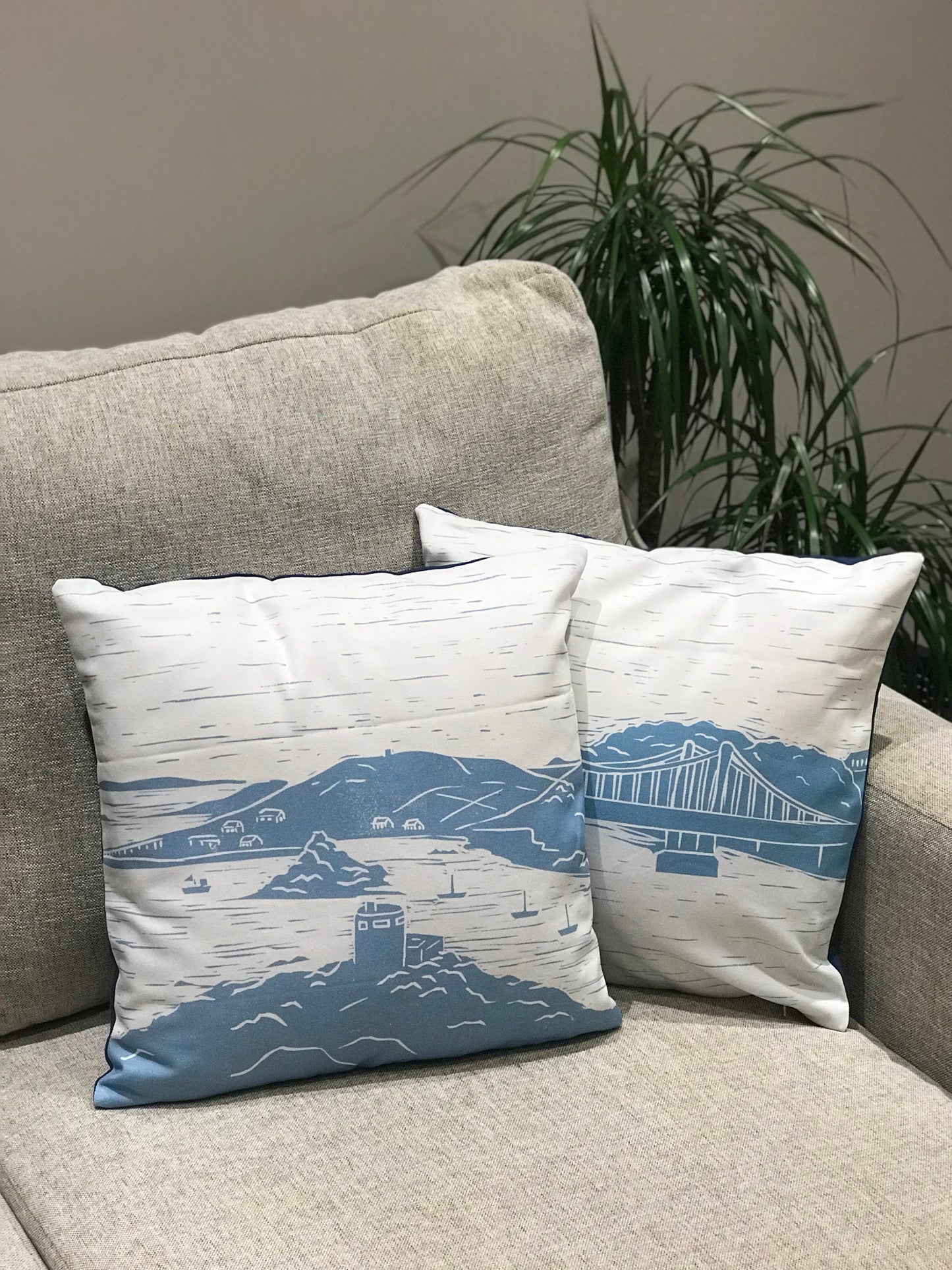 Chelsea Bridge Lino Print Cushion