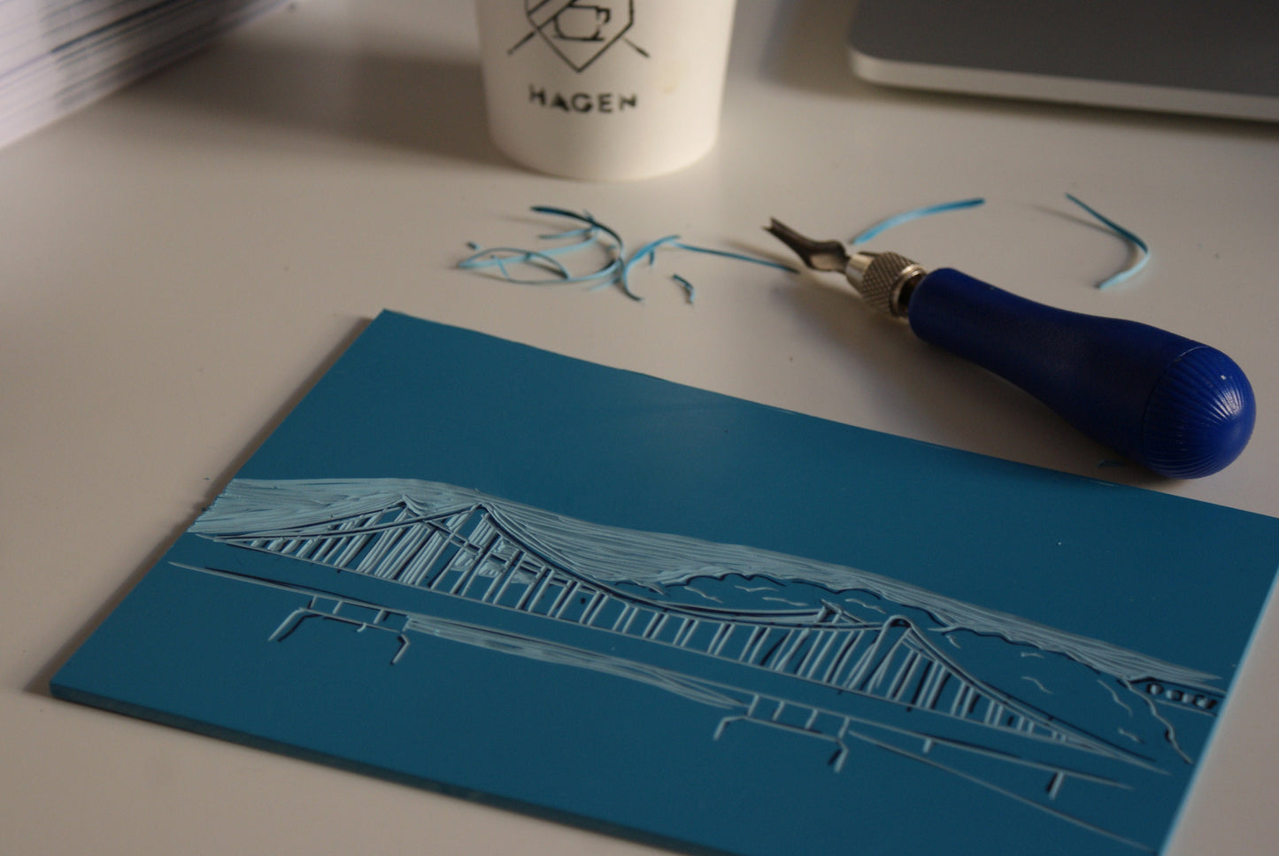 Chelsea Bridge Lino Print Cushion
