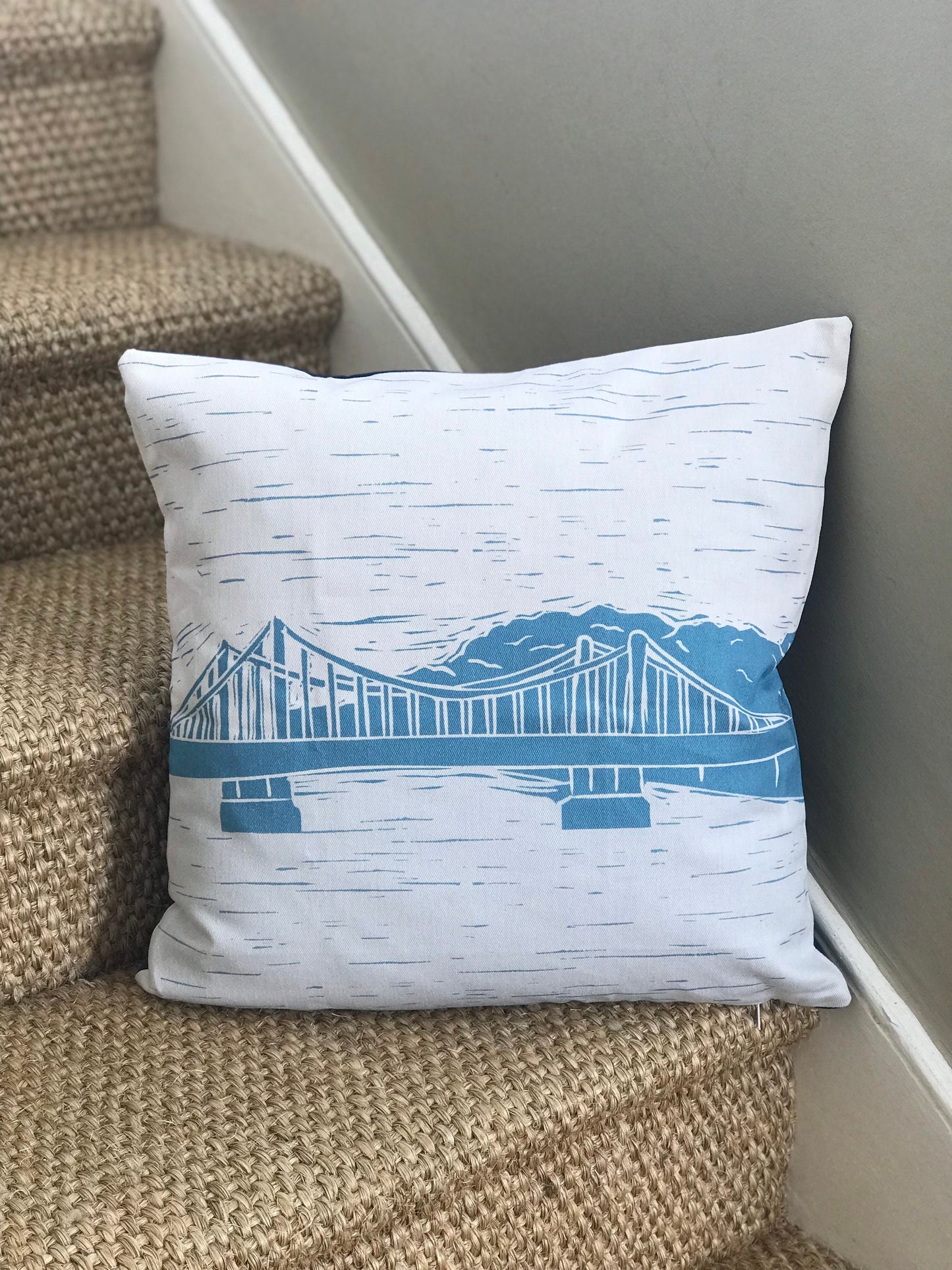 Chelsea Bridge Lino Print Cushion