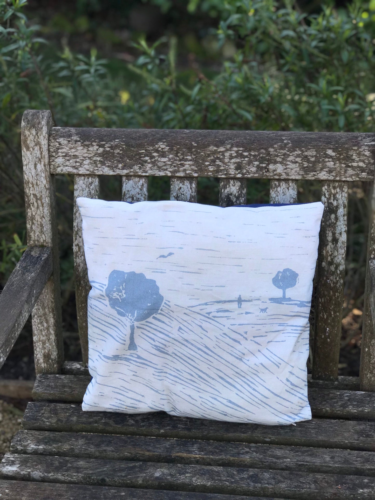 Dog Walking Lino Print Cushion