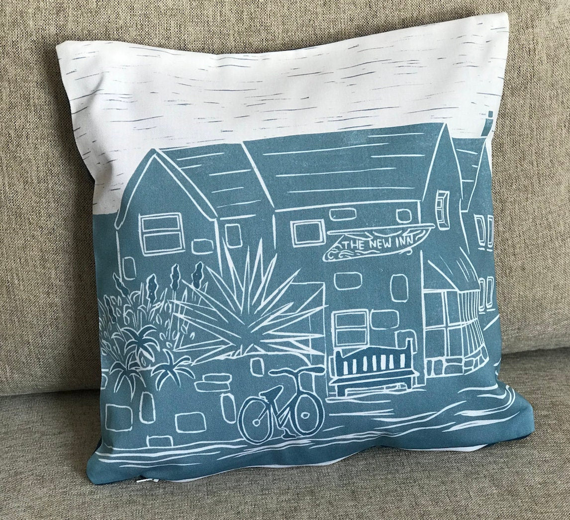 The New Inn Tresco Lino Print Cushion Cover
