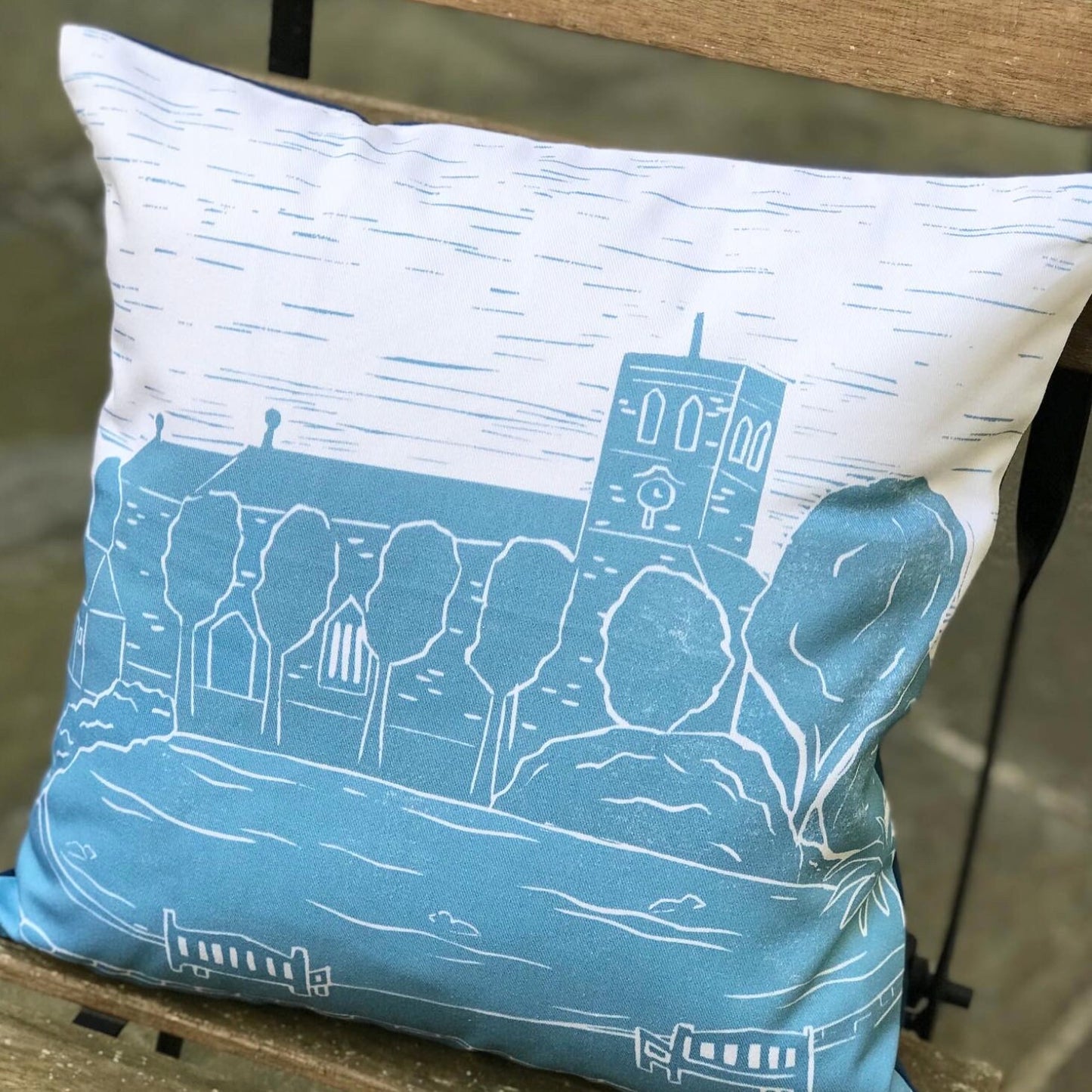 Haddenham Lino Print Cushion