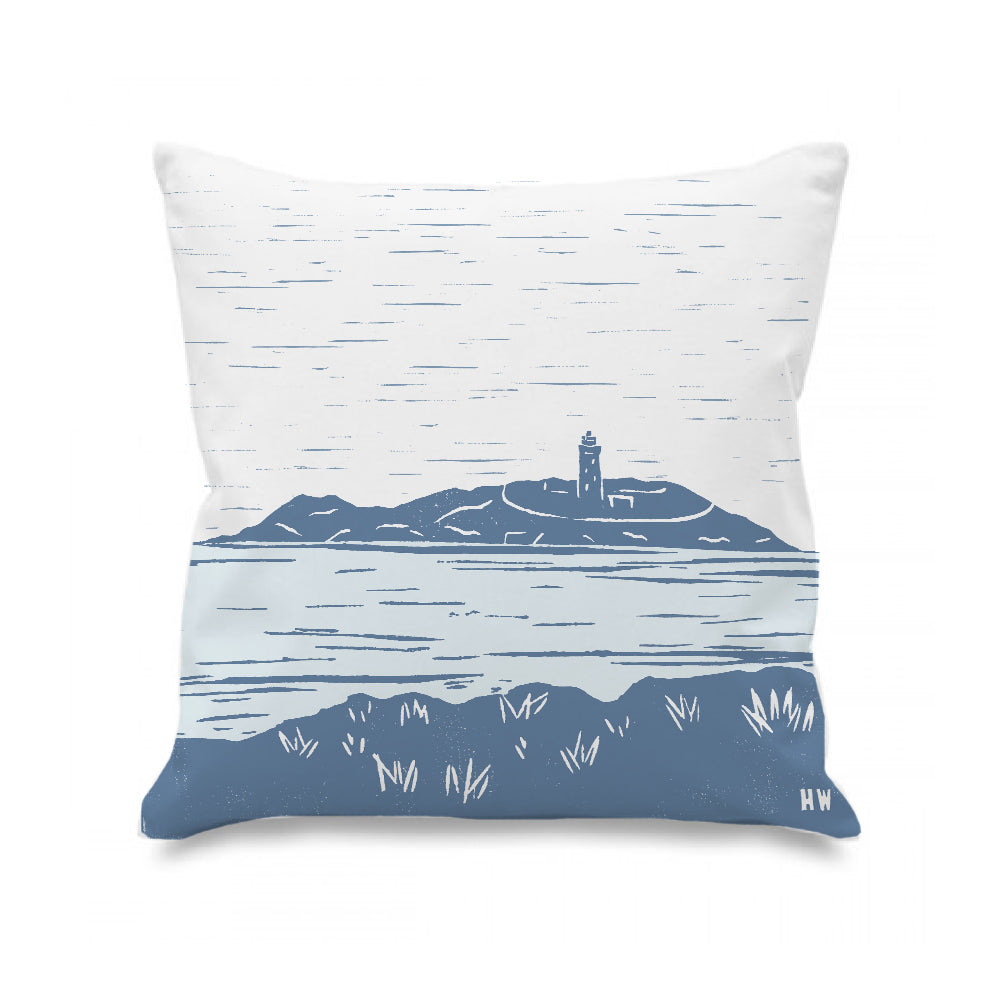 Godrevy Lighthouse Lino Print Cushion Cover