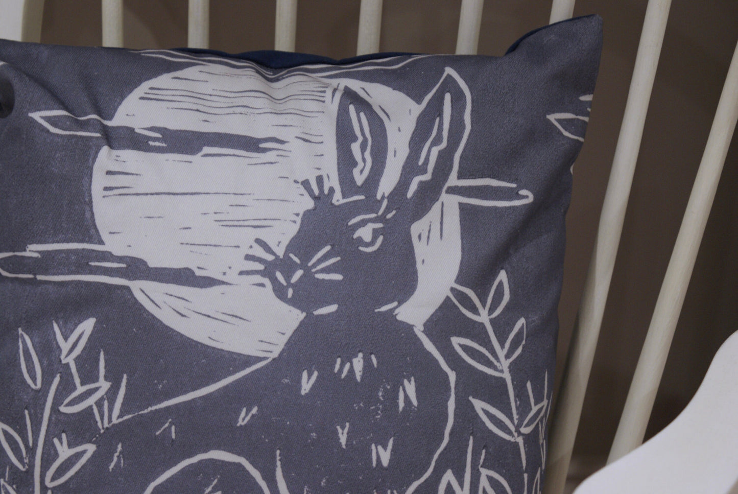 Hare & Moon Lino Print Cushion