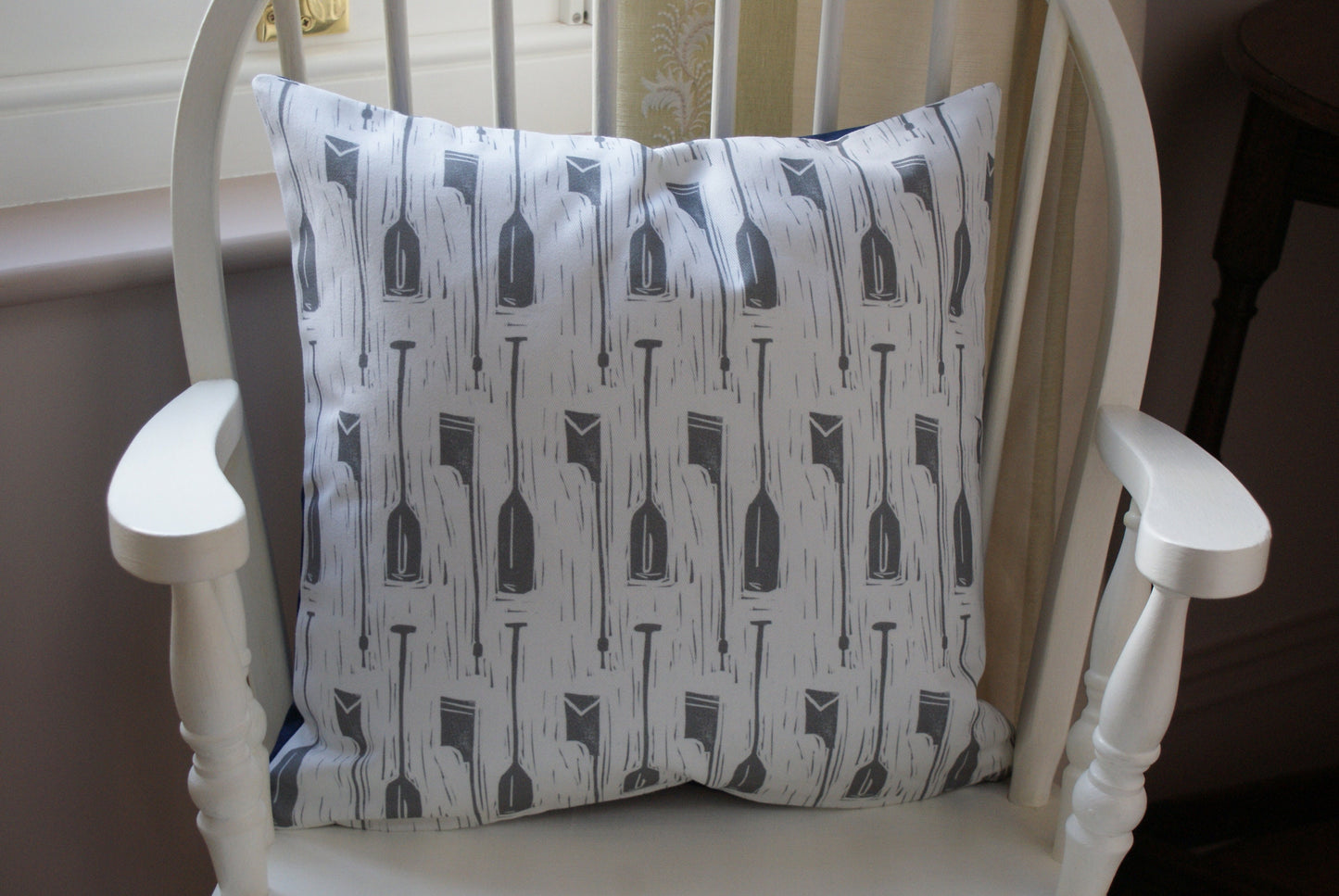 Oars Lino Print Cushion Cover