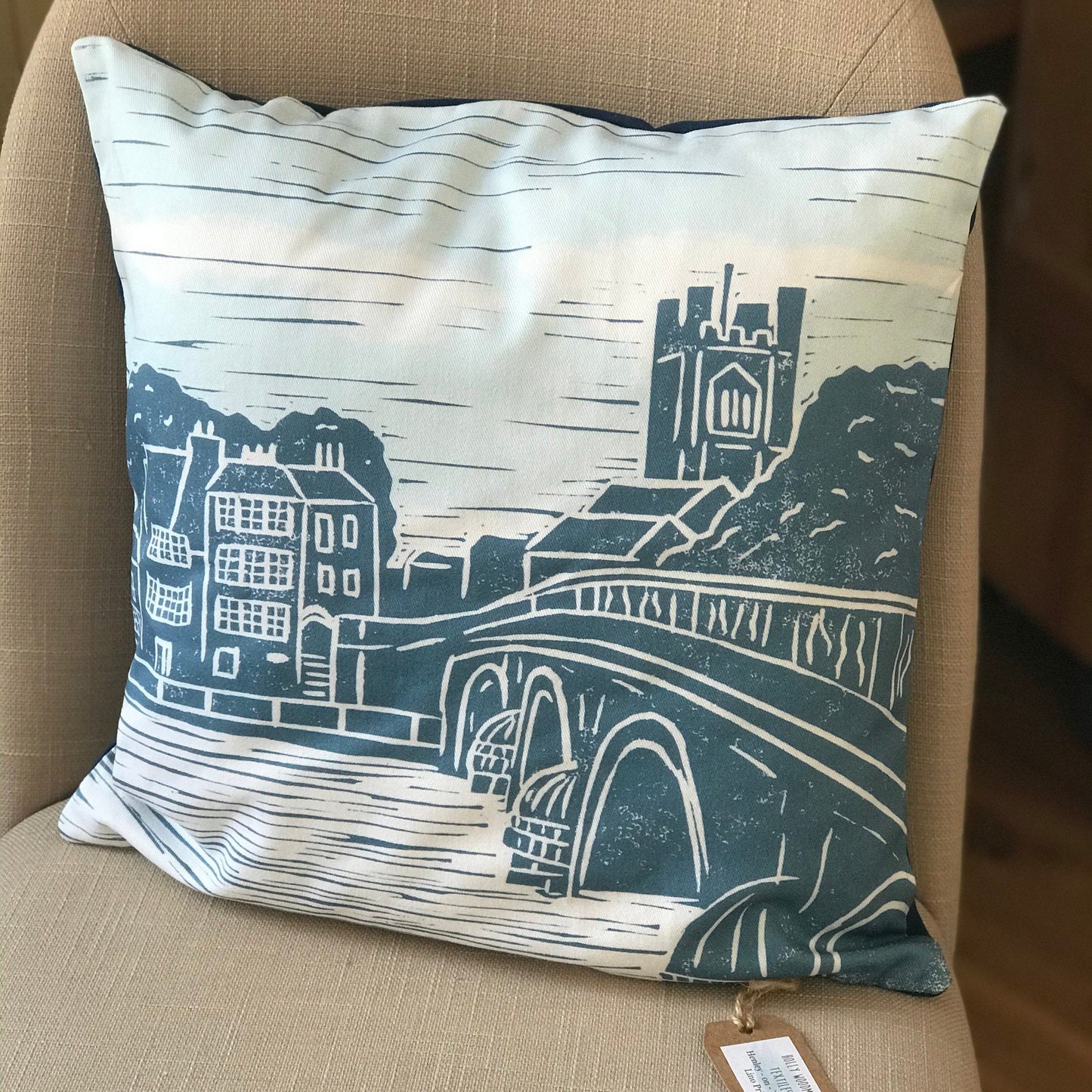 Henley-On-Thames Lino Print Cushion