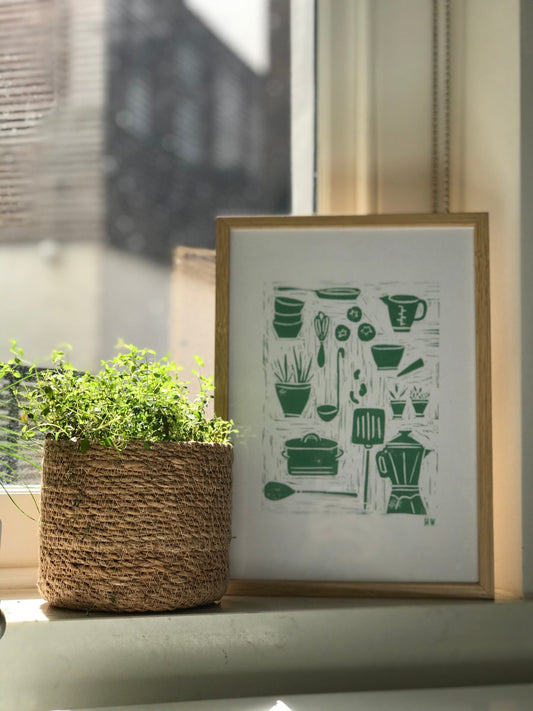 In The Kitchen Lino Prints
