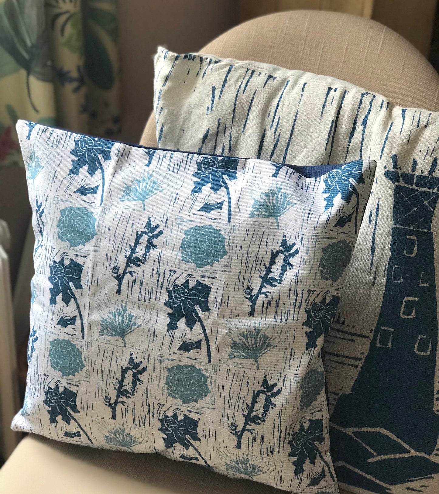 Scilly Floral Lino Print Cushion