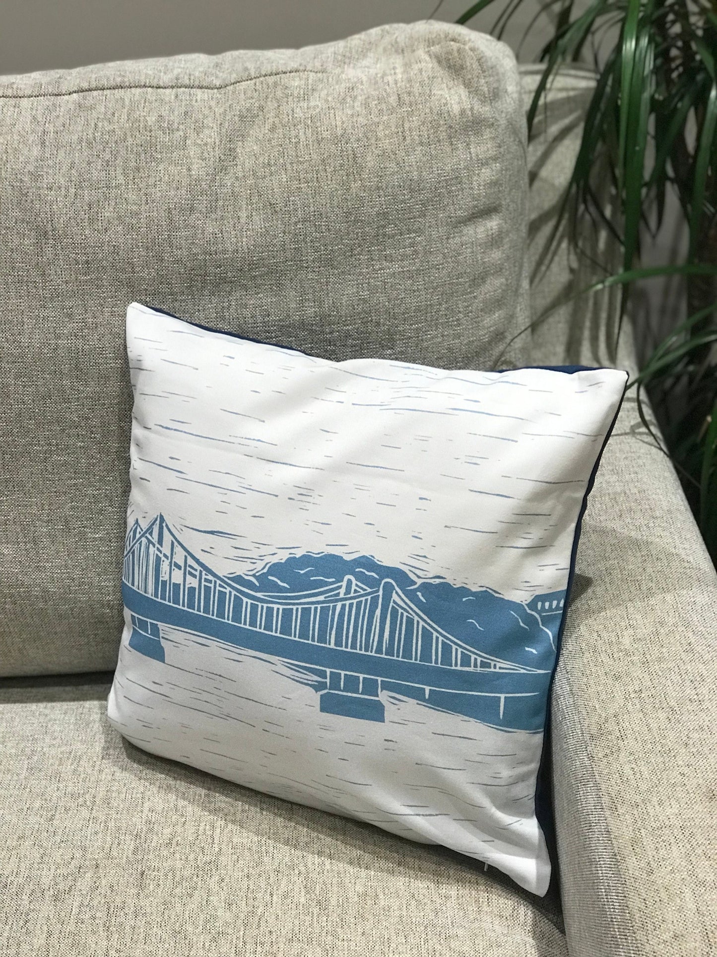 Chelsea Bridge Lino Print Cushion